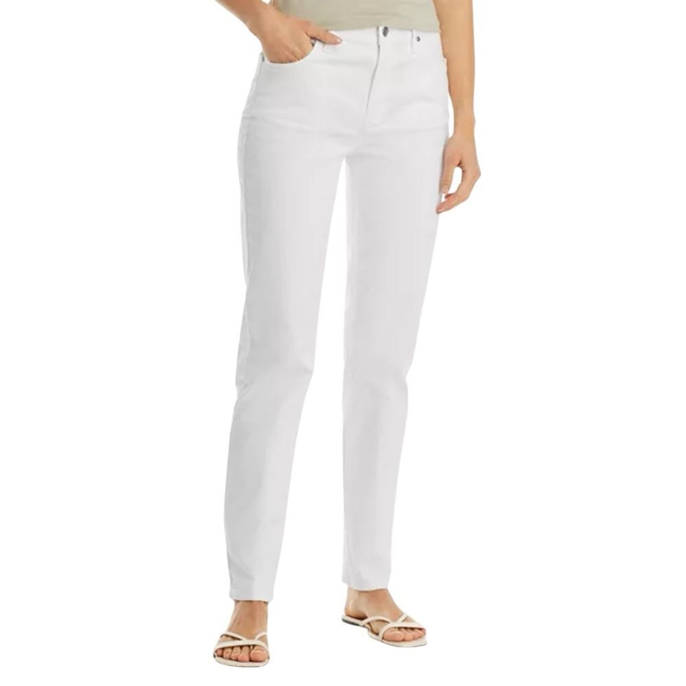 Eileen Fisher Organic Cotton White Denim High Rise Slim Stretch Jeans 2 NEW